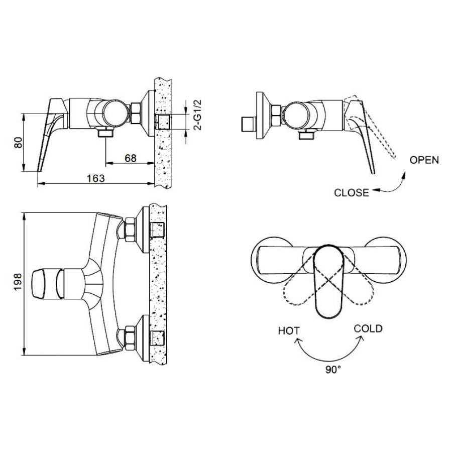 Смеситель для душа Bravat ELER F9191238CP-01-RUS