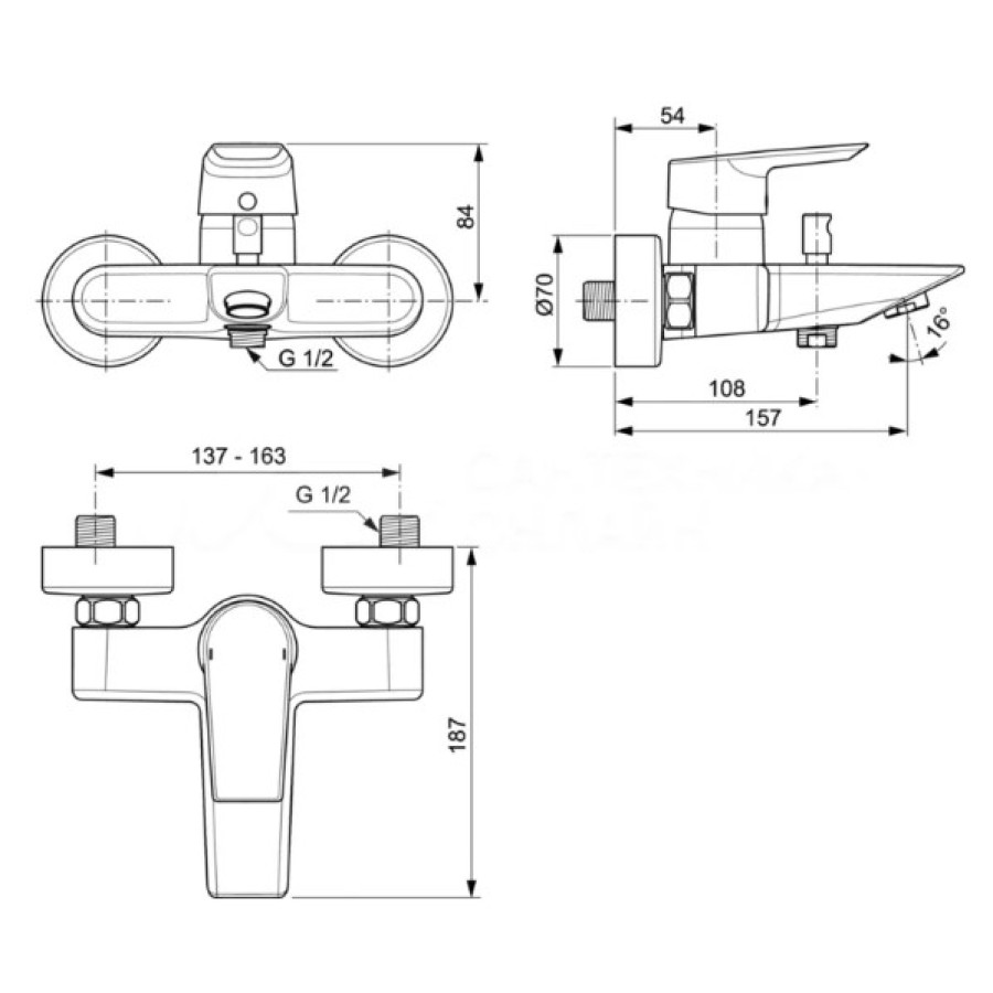 Смеситель для ванны Ideal Standard Tesi A6583AA