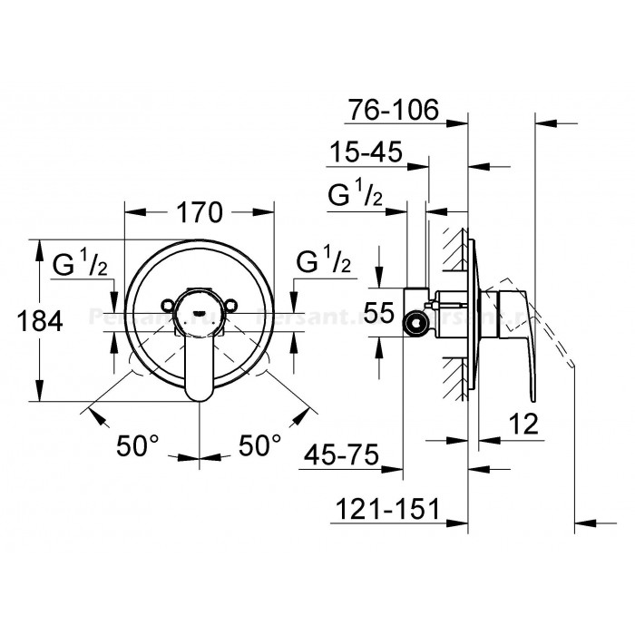 Смеситель для душа Grohe Eurostyle Cosmopolitan 33635002 встраиваемый, хром