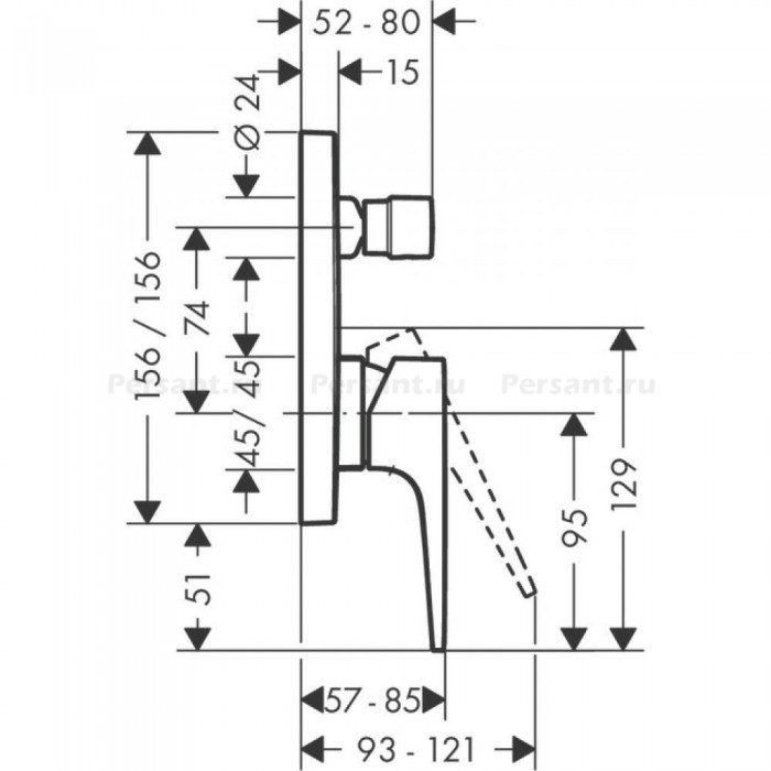 Смеситель для ванны hansgrohe Metropol 32545140 встраиваемый, шлифованная бронза