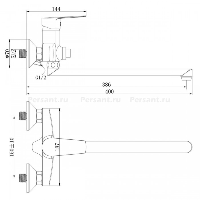 Смеситель для ванны Rossinka S S35-35 хром