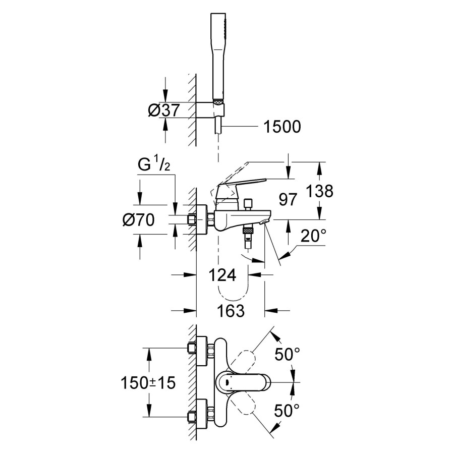 Смеситель для ванны Grohe Eurosmart Cosmopolitan 32832000