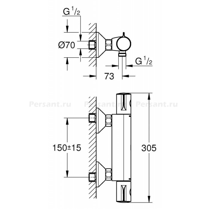 Смеситель для душа Grohe Grohtherm 800 34558000 с термостатом, хром