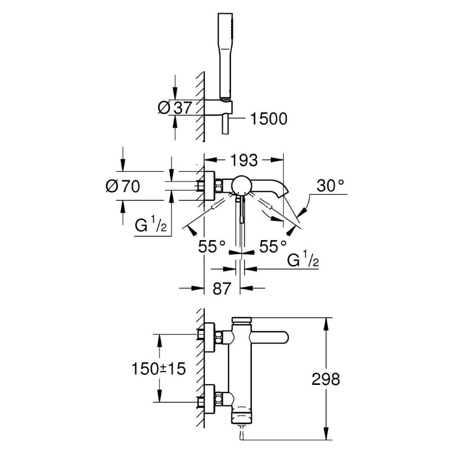 Смеситель для ванны Grohe Essence 33628001