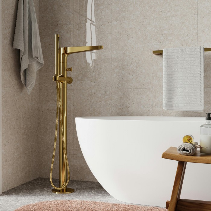 Смеситель для ванны WasserKRAFT Sauer 7100 7121 золото матовое