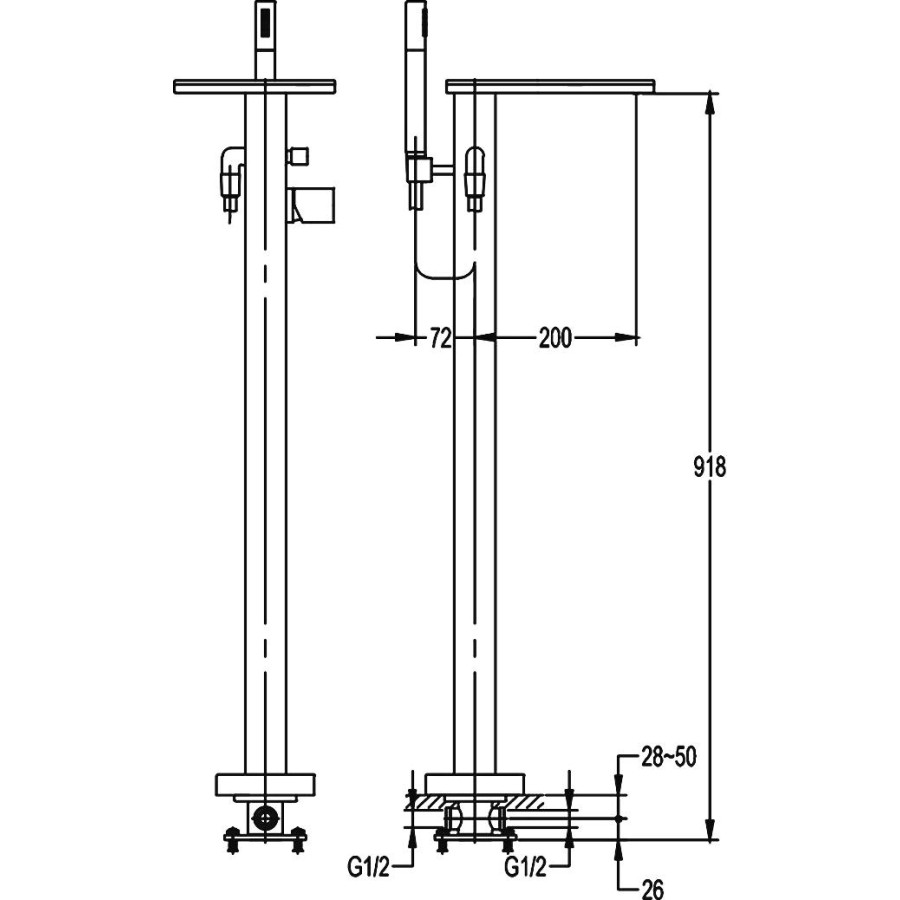 Смеситель для ванны Cezares Cascado CASCADO-VDP-01 (CASCADO-F-VDP-01)