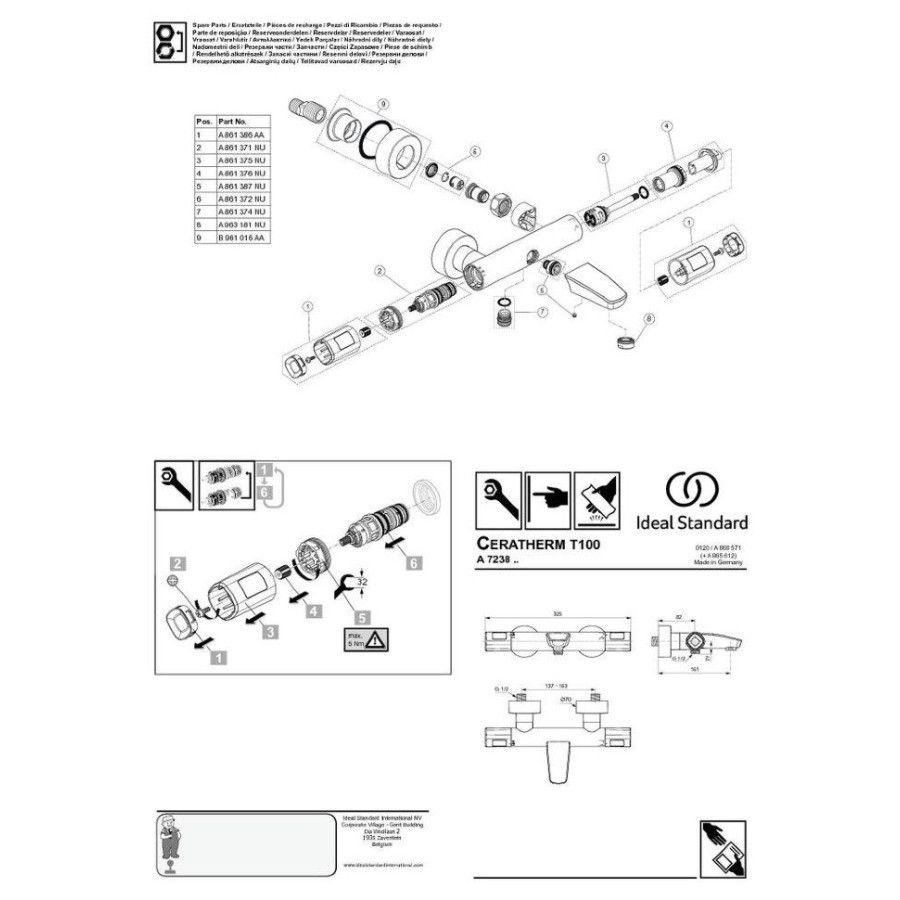 Смеситель для ванны Ideal Standard Ceratherm T100 A7238AA