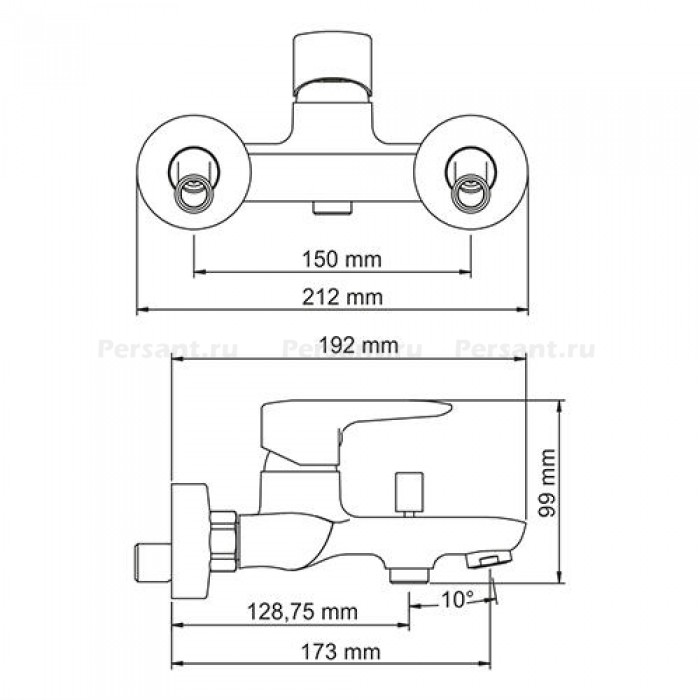 Смеситель для ванны WasserKraft Vils 5601 хром