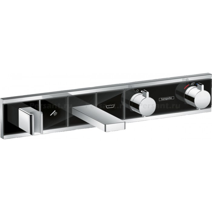 Смеситель для ванны hansgrohe RainSelect 15359600 встраиваемый, с термостатом, черный/хром