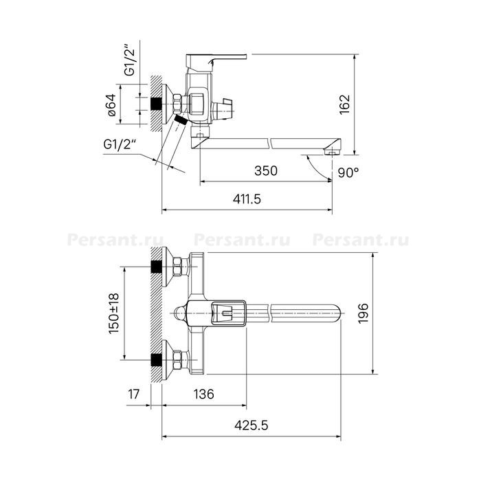 Смеситель для ванны IDDIS Bild BILSB00i10WA хром