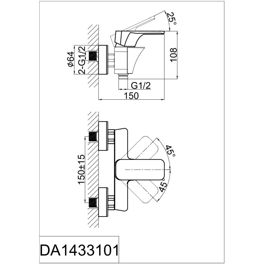 Смеситель для душа D&K Berlin Technische DA1433115 черный