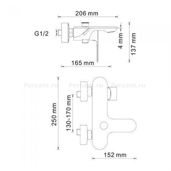 Смеситель для ванны WasserKRAFT Dinkel 5801 хром