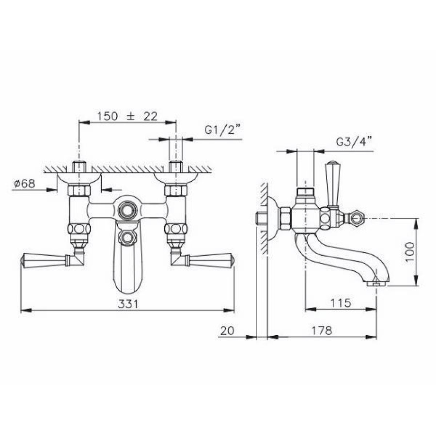 Смеситель для ванны Nicolazzi Teide Metal 1900CR05