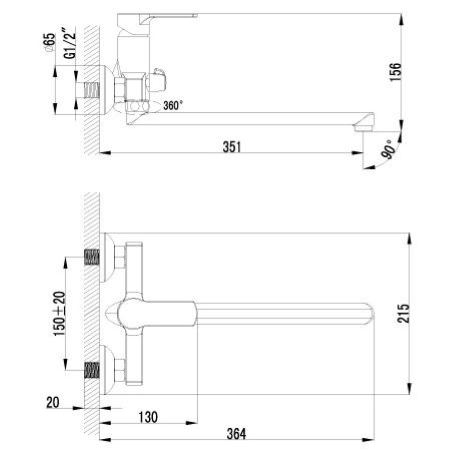 Смеситель для ванны Lemark plus Grace LM1551C