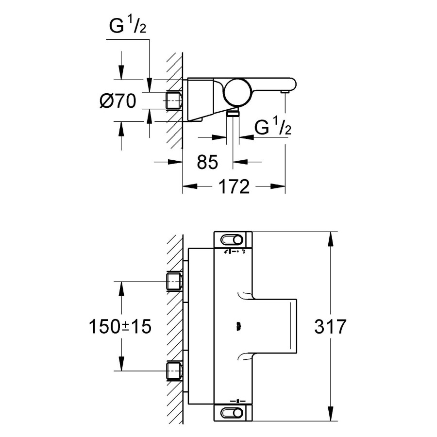 Смеситель для ванны Grohe Grohtherm 2000 NEW 34464001