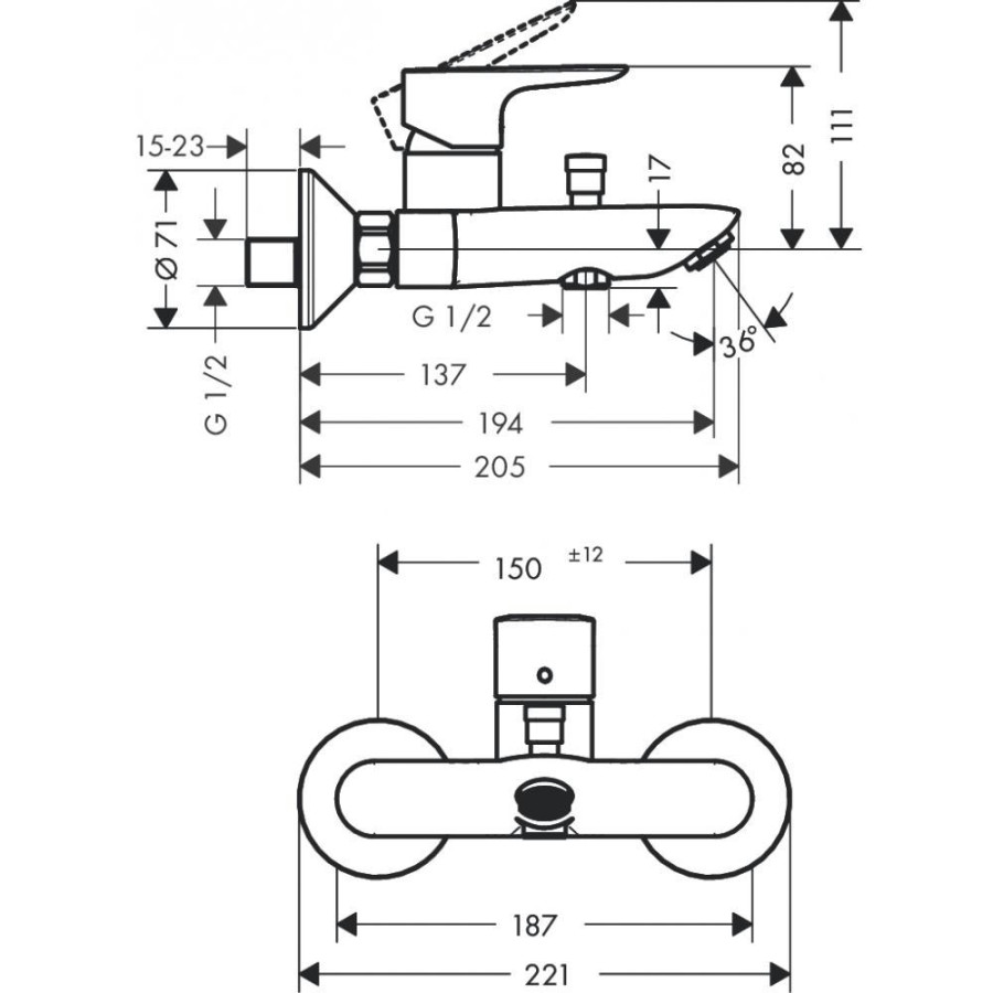 Смеситель для ванны hansgrohe Talis E 71740140 шлифованная бронза