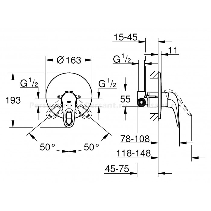Смеситель для душа Grohe Eurostyle 33635003 встраиваемый, хром