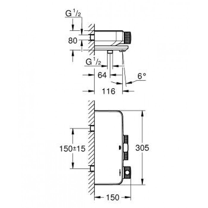 Смеситель для ванны Grohe Grohtherm SmartControl 34718000