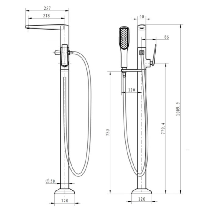 Смеситель напольный для ванны Boheme Venturo 379