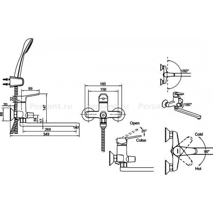 Смеситель для ванны Bravat ECO F6111147C-LB хром