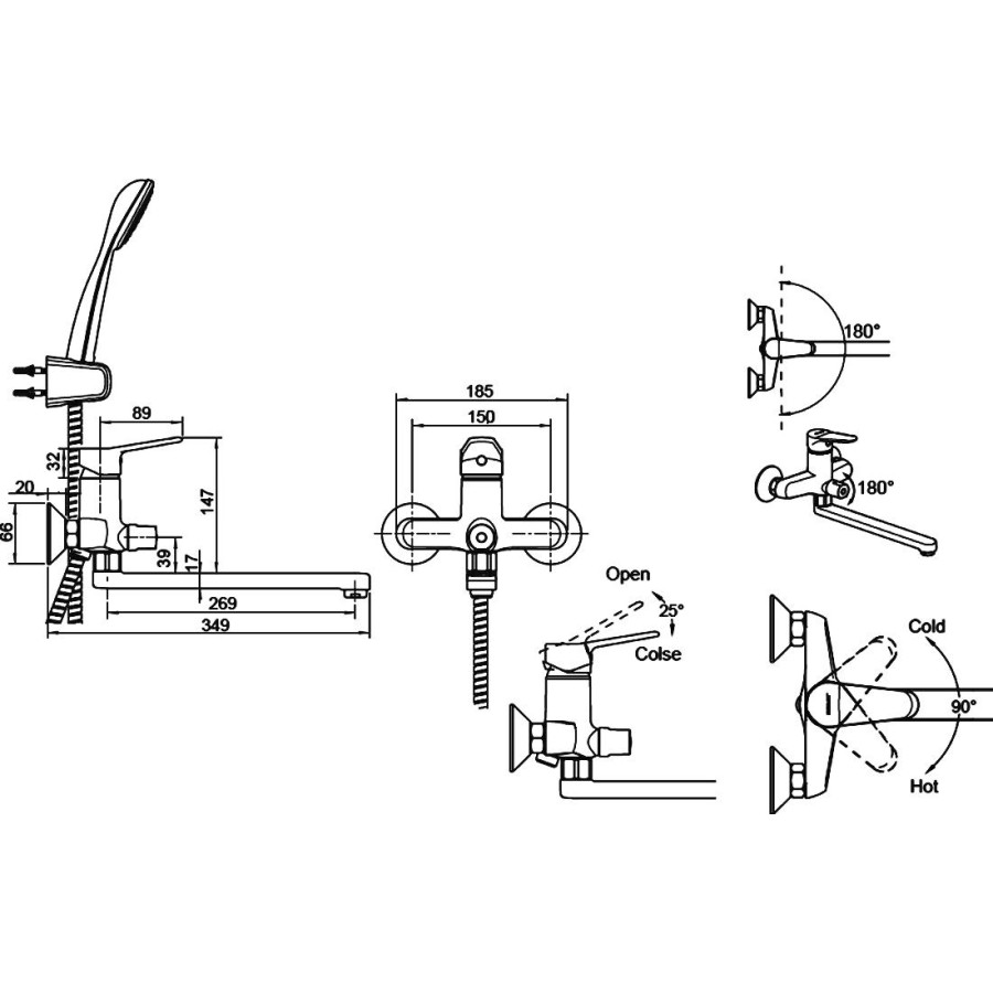 Смеситель для ванны Bravat ECO F6111147C-LB