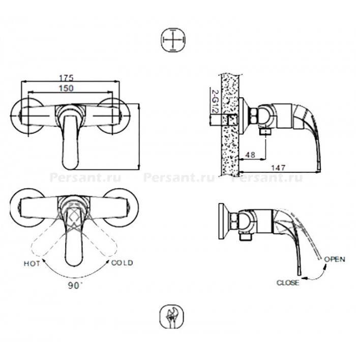 Смеситель для душа Bravat FIT F9135188CP-01-RUS хром