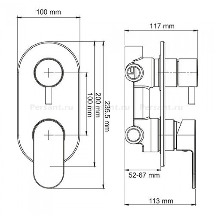 Смеситель для ванны WasserKraft Dinkel 5871 встраиваемый, хром