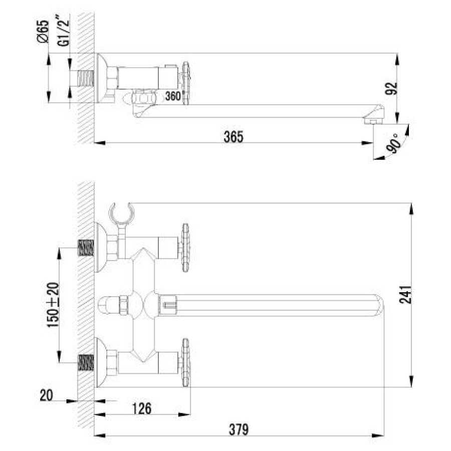 Смеситель для ванны Lemark plus Spirit LM1951C