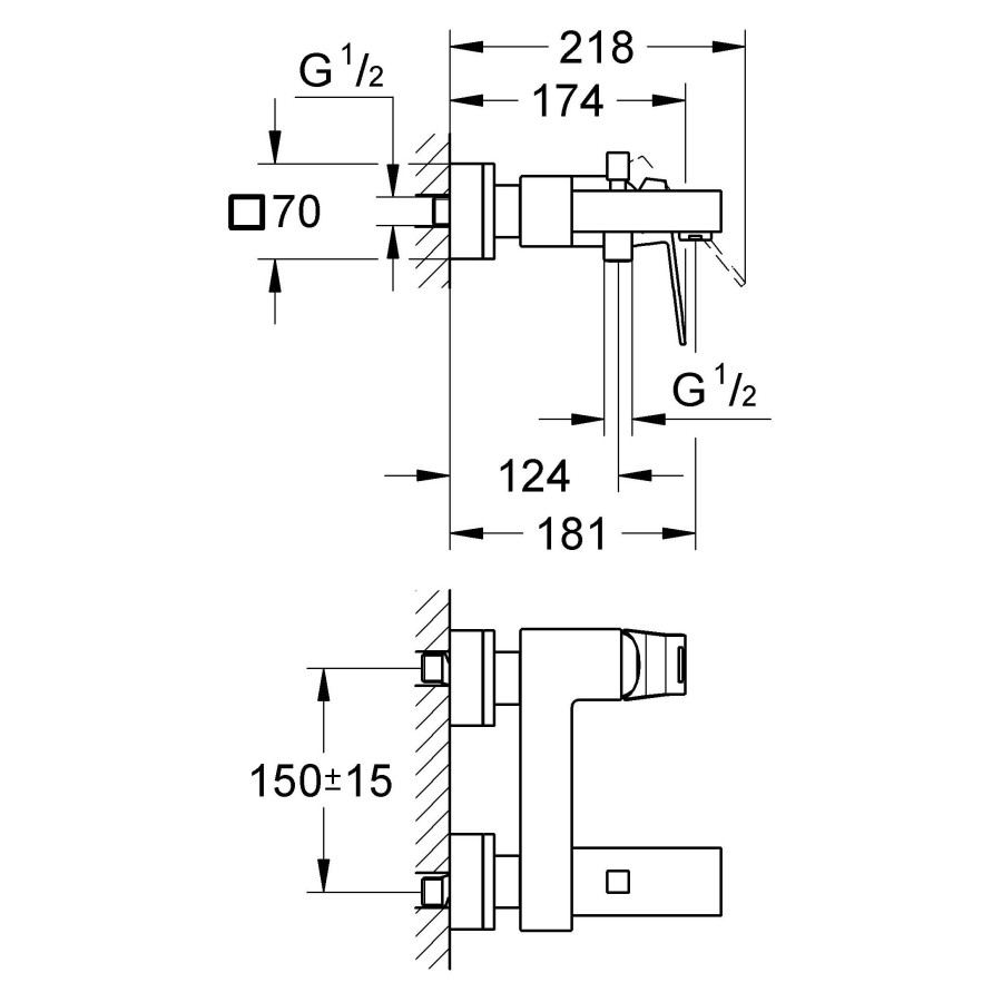 Смеситель для ванны Grohe Eurocube 23140000