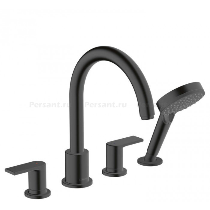 Смеситель на борт ванны hansgrohe Vernis Shape 71459670, на 4 отверстия, матовый черный