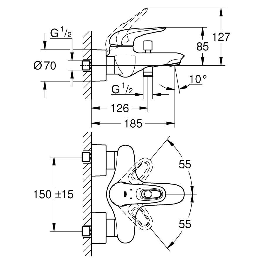 Смеситель для ванны Grohe Eurostyle 2015 33591003