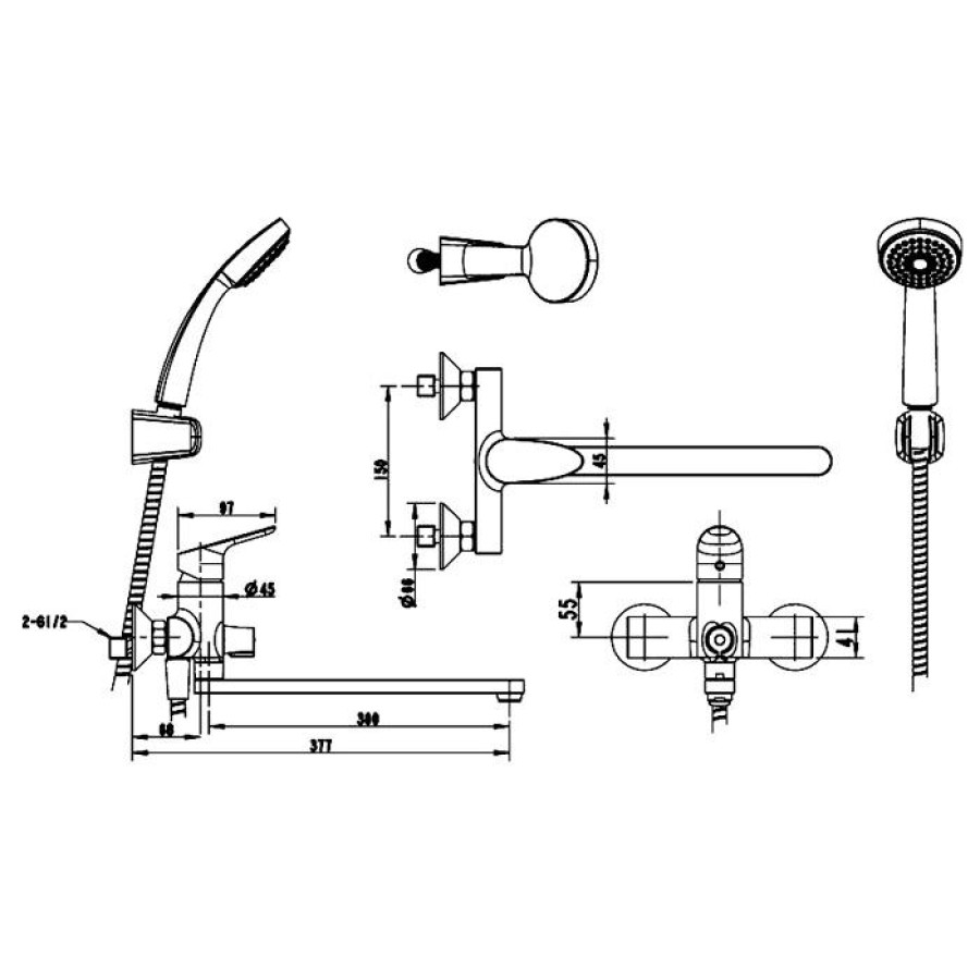 Смеситель для ванны Bravat DROP F64898C-LB