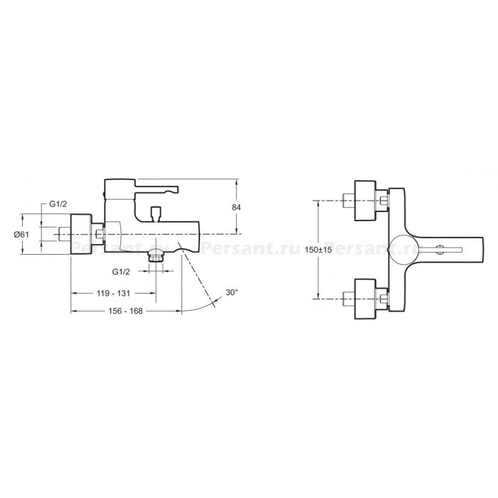 Смеситель для ванны Jacob Delafon CUFF E45532-CP хром