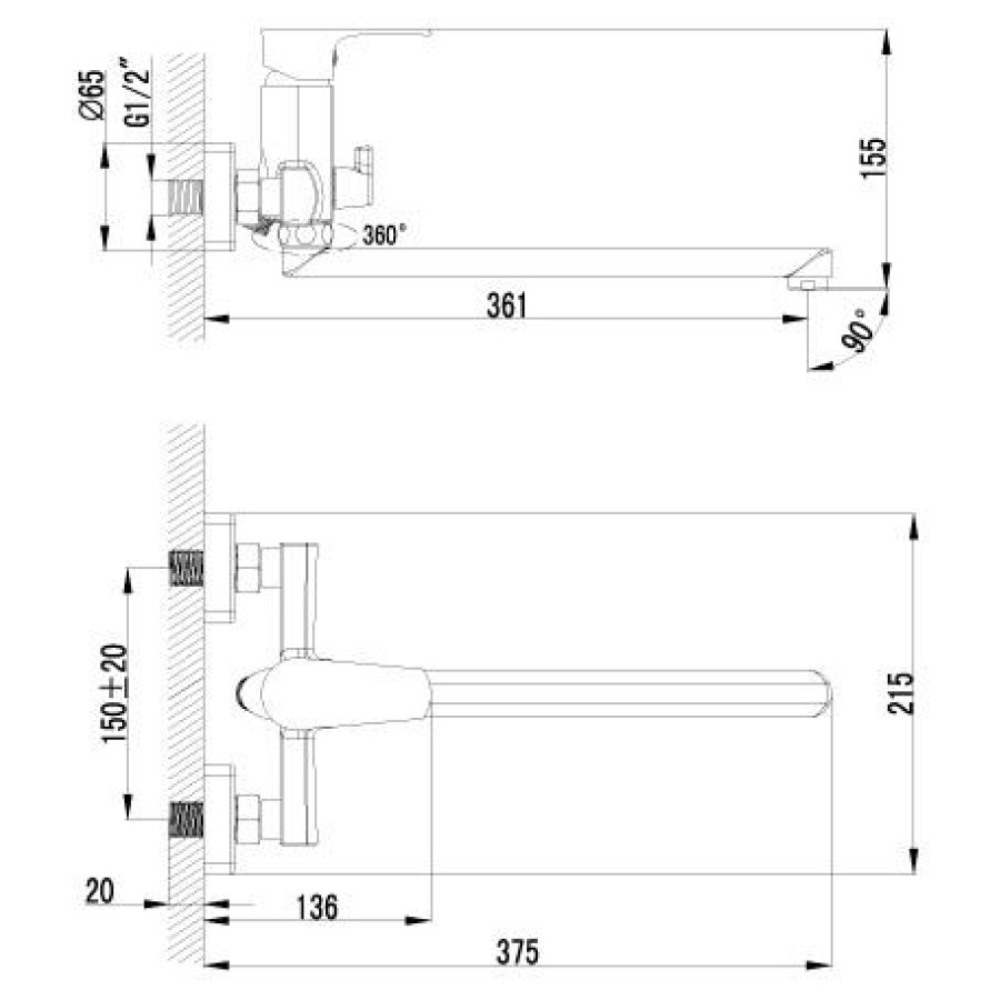 Смеситель для ванны Lemark plus Factor LM1651C