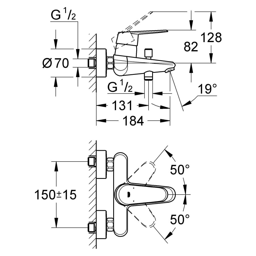 Смеситель для ванны Grohe Eurodisc Cosmopolitan 33390002