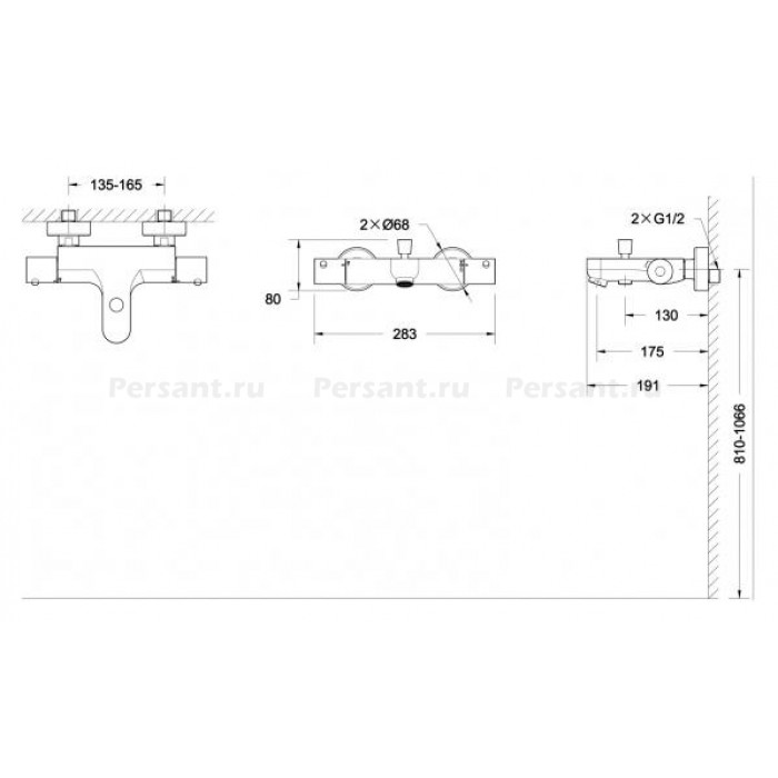 Смеситель для ванны Bravat STREAM F63984C-01B с термостатом, хром