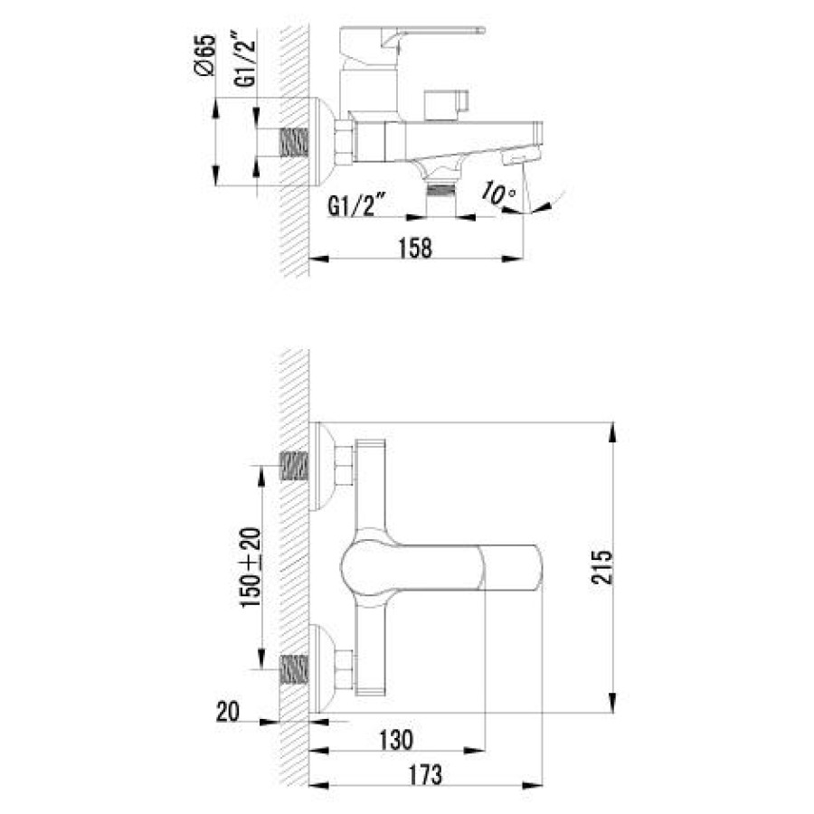 Смеситель для ванны Lemark plus Grace LM1512C