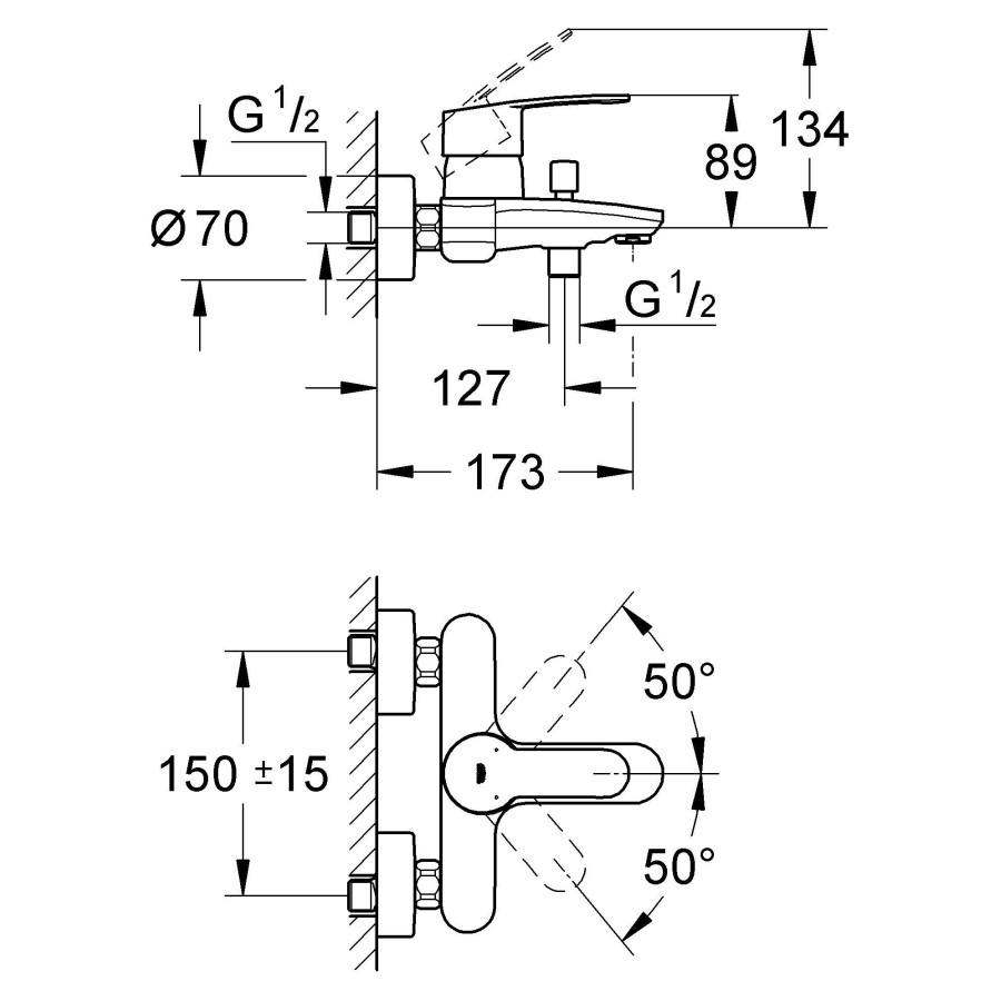 Смеситель для ванны Grohe Eurostyle Cosmopolitan 33591002