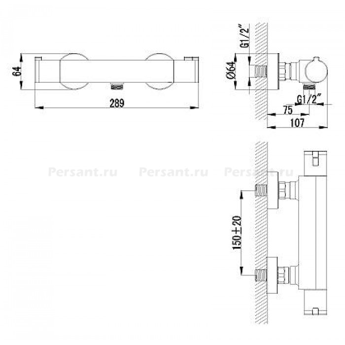 Смеситель для душа Lemark Yeti LM7833C с термостатом, хром