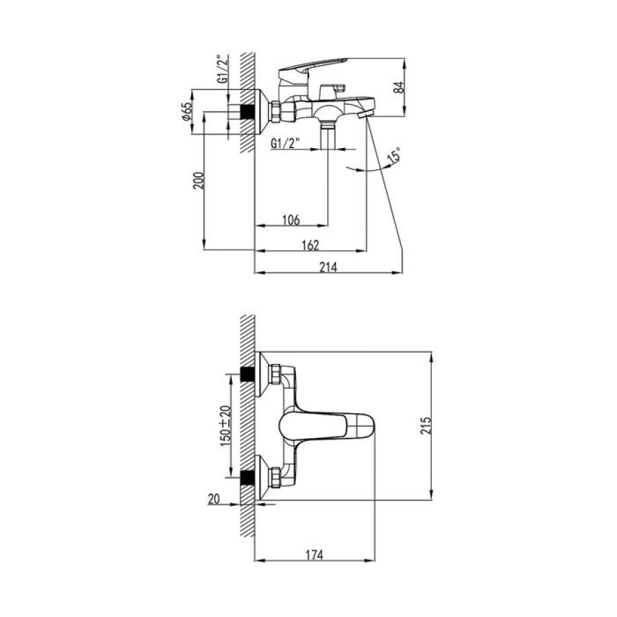 Смеситель для ванны Milardo Horizont HORSB02M02