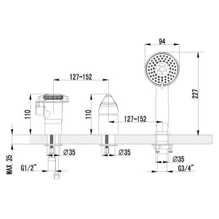 Смеситель для ванны Lemark Poseidon LM4245C