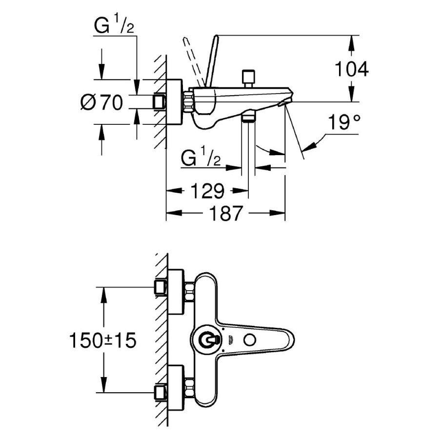 Смеситель для ванны Grohe Eurodisc 23431000