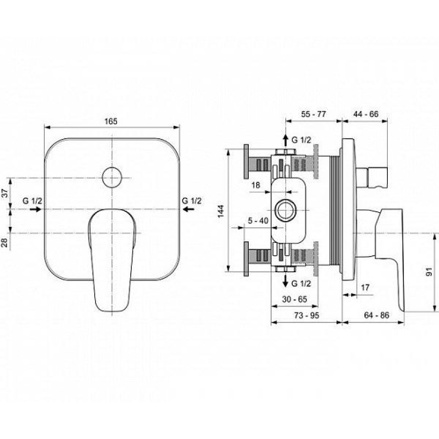 Смеситель для ванны Ideal Standard Ceraplan III A6115AA встраиваемый