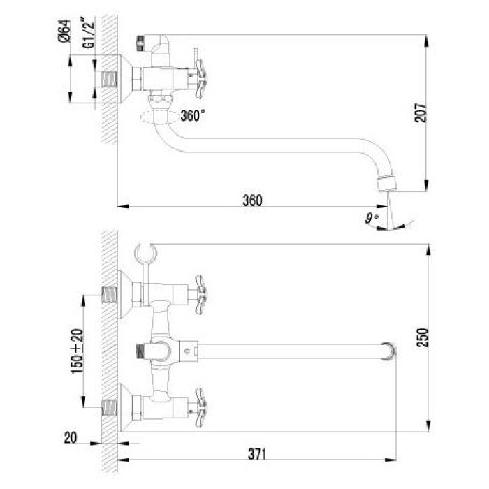 Смеситель для ванны Lemark Partner LM6541C