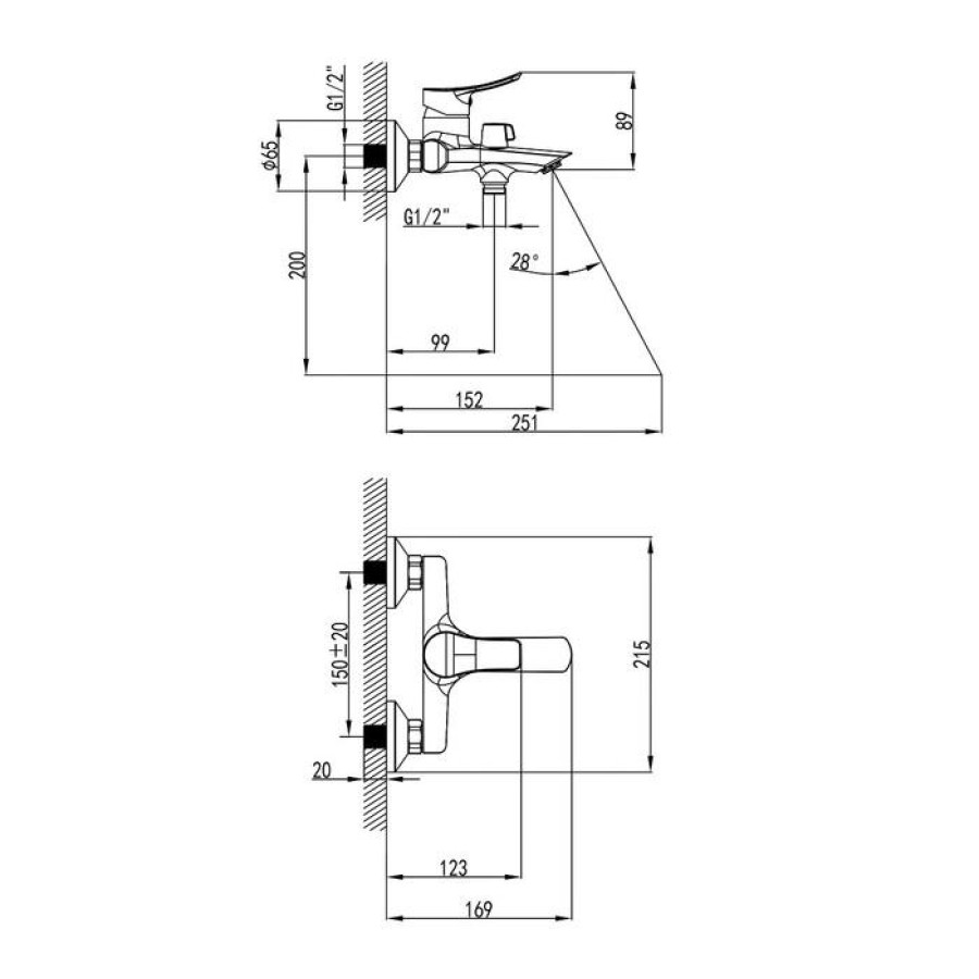 Смеситель для ванны Milardo Amplex AMPSB02M02