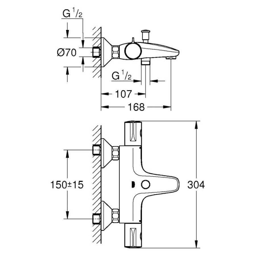 Смеситель для ванны Grohe Grohtherm 800 34567000