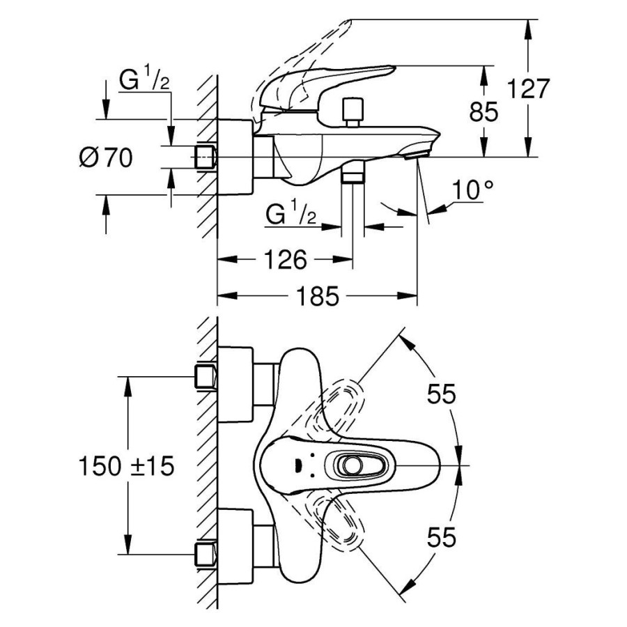 Смеситель для ванны Grohe Eurostyle 2015 33591LS3