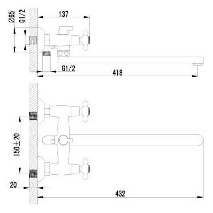 Смеситель для ванны Lemark Standard LM2112C