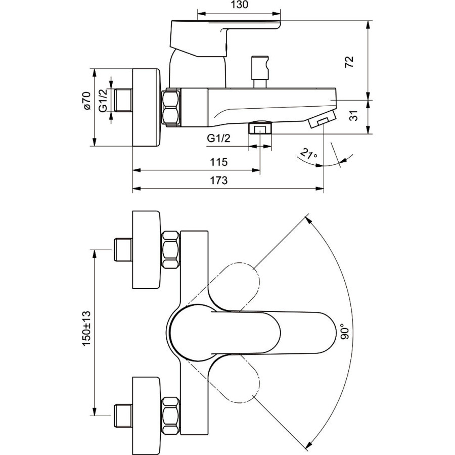 Смеситель для ванны Ideal Standard Ceraplan III B0718AA