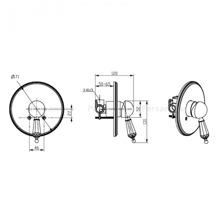 Смеситель для душа Boheme Imperiale Ripresa 325 встраиваемый, золото глянцевое